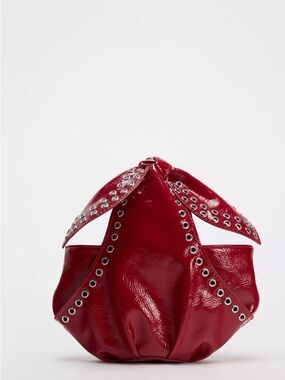 Zara Red Patent Eyelet Knot Mini Bag
